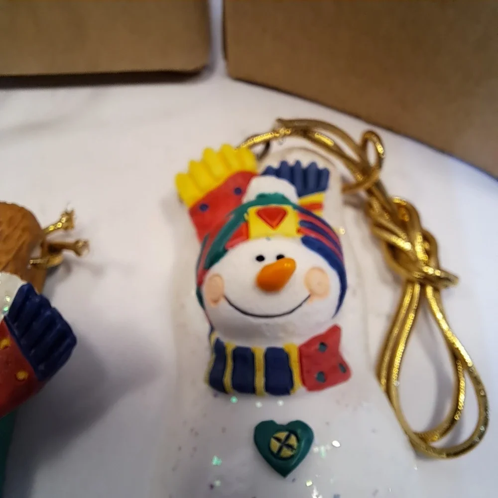 Ornament Holiday Package Topper New 1998 Avon Lot of 3 Angel Snowman Reindeer